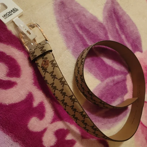 Michael Kors Signature Logo Print Belt Size M - Picture 2 of 6